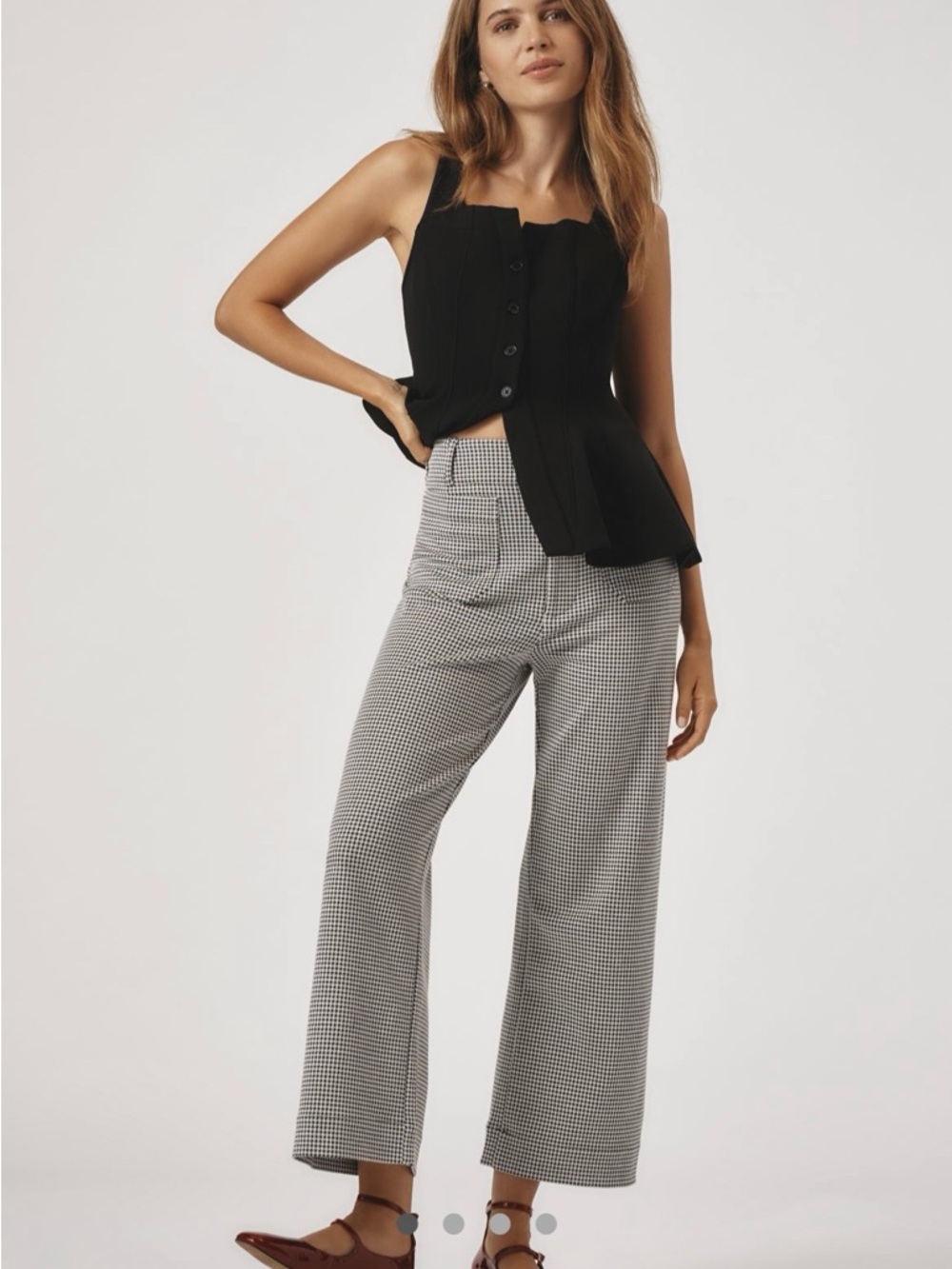 Anthropologie- Maeve The Colette Houndstooth Crop wide-leg pants - size 27 - NWT